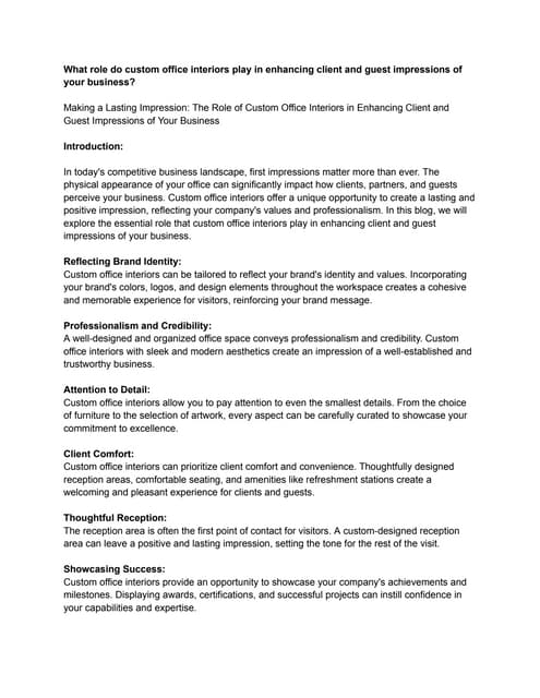 CUSTOM OFFICE INTERIORS