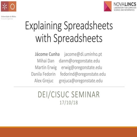 Explaining Spreadsheets with Spreadsheets