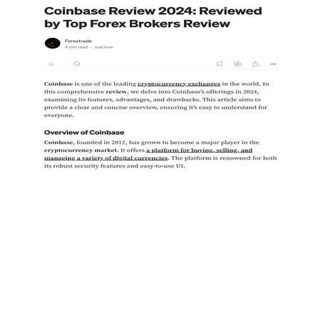 Coinbase Review 2024: Reviewed by Top Forex Brokers Review | PDF