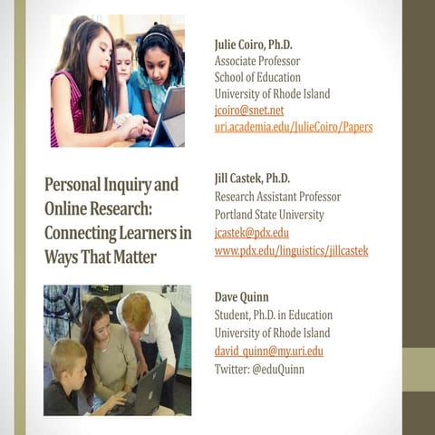 Personal Inquiry & Online Research: Connecting Learners in Ways That Matter