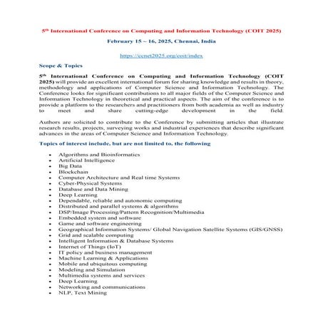 CFP - 5th International Conference on Computing and Information ...