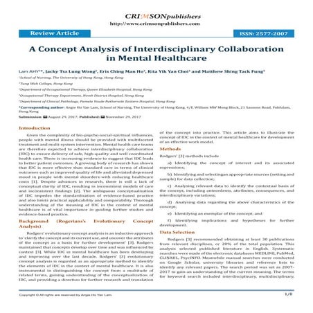 A Concept Analysis of Interdisciplinary Collaboration in Mental Healthcare by...