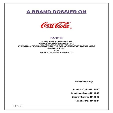Coca Cola brand dossier