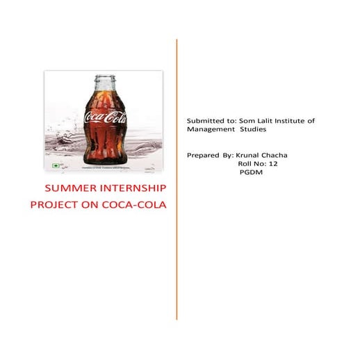 Coca-Cola Summer Internship report