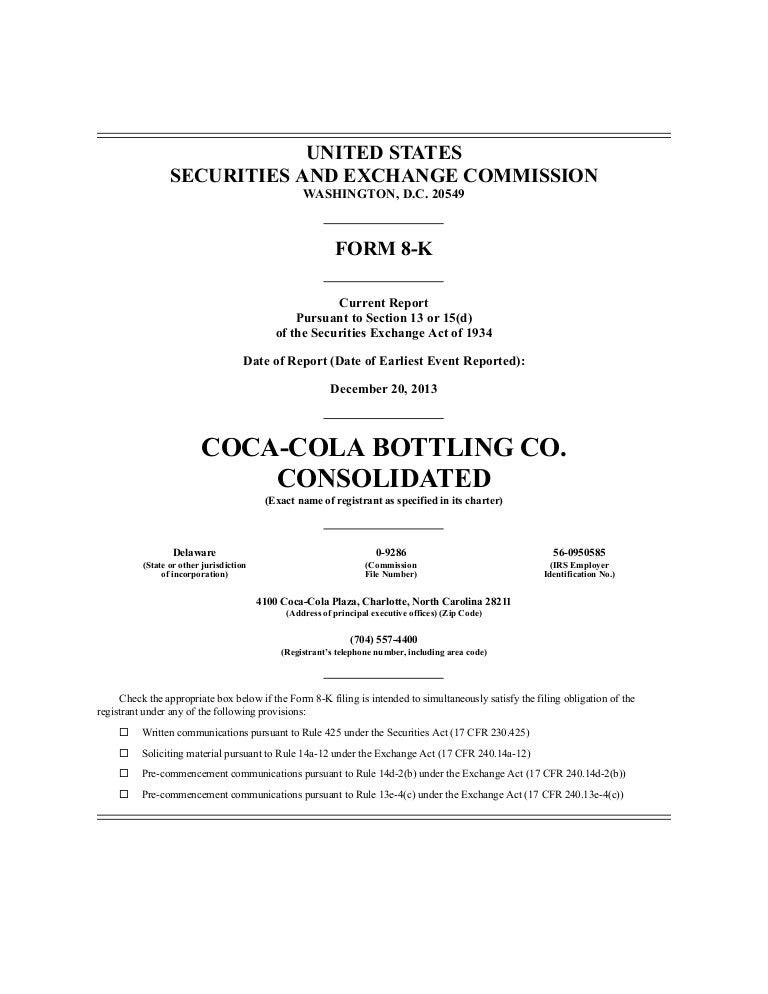 Coca Cola Consoldiated Incidence Pricing Agreement With Coca Cola