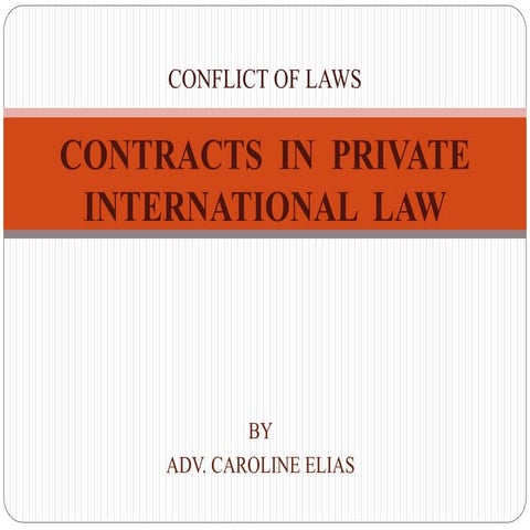 Contracts in Private International Law