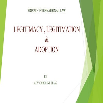 Legitimacy, Legitimation and Adoption under Private International Law