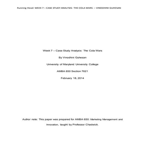 Cola wars Case Study Analysis