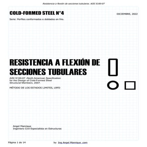 COLD-FORMED STEEL N4. Resistencia a flexión de secciones tubulares. AISI S100...