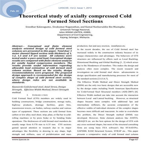 Theoretical study of axially compressed Cold Formed Steel Sections