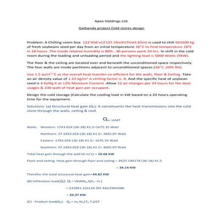 Calculation of refrigeration load | PDF