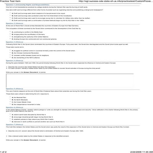 Cold War OGT Questions