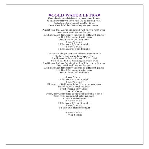 Cold water   I hate you I love you ( letra)