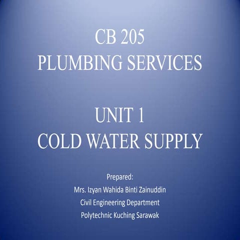 Sem 2 bs1 cold water supply 1 | PDF