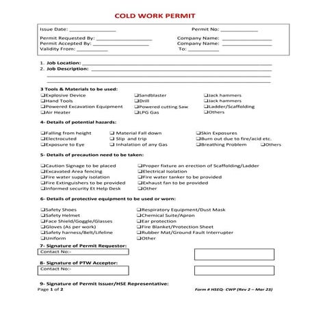 COLD WORK PERMIT Form # HSEQ - CWP Rev 2.docx