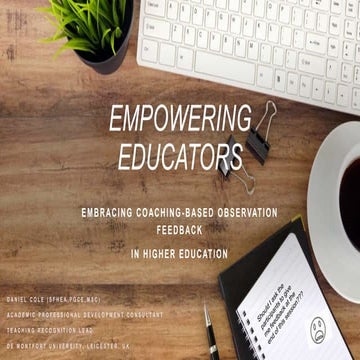 Empowering Educators: Embracing Coaching-Based Observation Feedback in Higher...