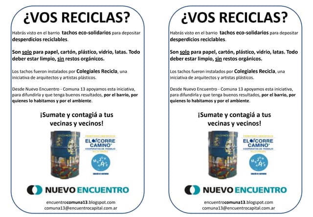 Campaña de reciclaje en la Comuna 13