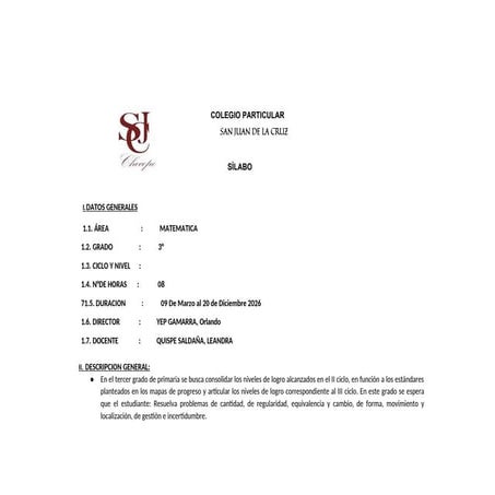 Planificación anual Matemática PARA PRIMER GRADO | DOCX