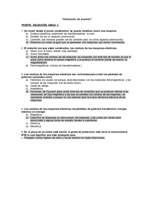 Correccion I examen de Mantenimiento