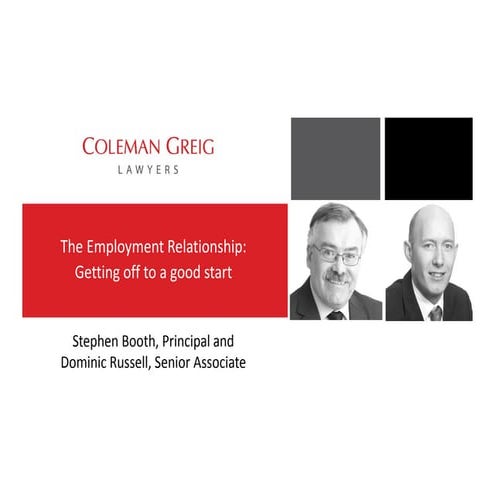 Coleman Greig Employment Law Workshop Presentation - Contracts & Policies
