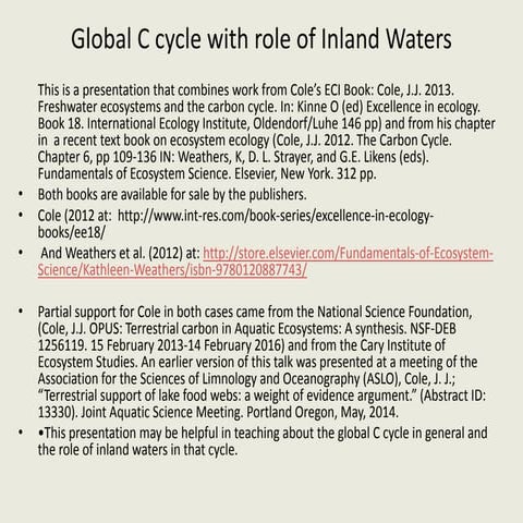 Global C Cycle with Role of Inland Waters