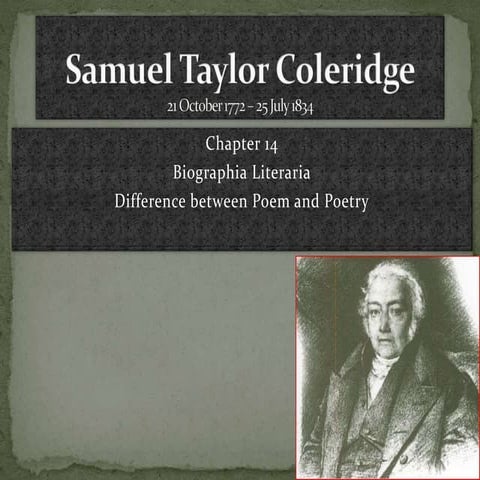 Samuel Coleridge- Biographia Literaria Ch 14