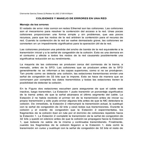 Coliciones y manejo de errores en una red