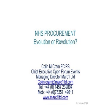 Colin Cram, Open Forum Events - Open Forum Events' NHS Commissioning and Proc...