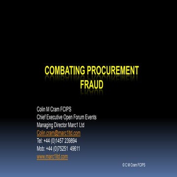 Colin Cram, Open Forum Events - Open Forum Events' NHS Commissioning and Proc...