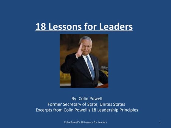 Colin Powell's Leadership Presentation | PPT | Executive Leadership