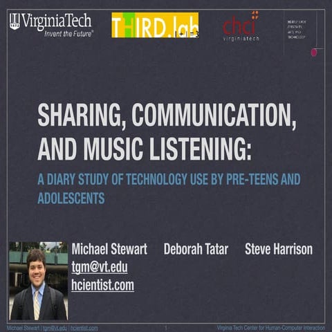 Sharing, Communication, and Music Listening: A Diary Study of Technology Use ...