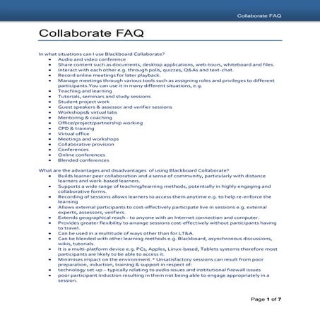 Collaborate faq