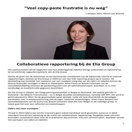 Collaboratieve rapportering bij de Elia Group