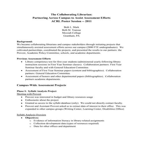 Collaborating librarian acrl 2011 handout