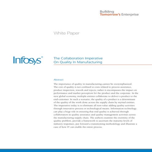 Infosys – Quality Management Software Manufacturing | White Paper