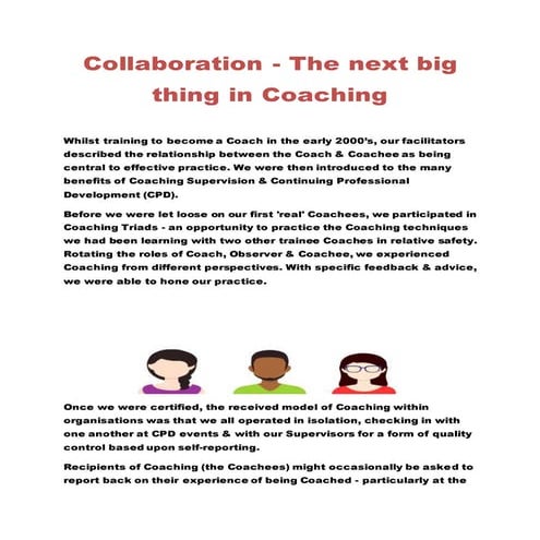 Collaboration - The next big thing in Coaching