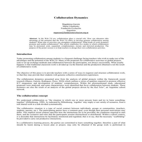 Collaboration dynamics - SITES 2011