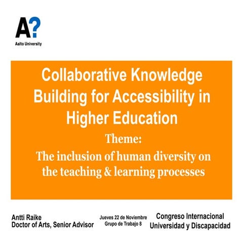 Collaborative Knowledge Building for Accessibility in Higher Education (2012)