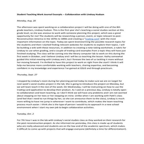 Collaboration Journal Exceprts