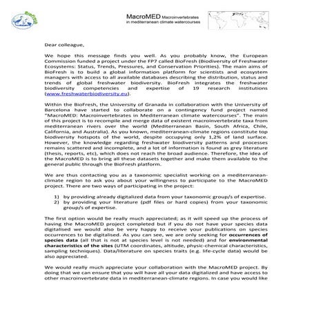 Collaboration letter taxonomist