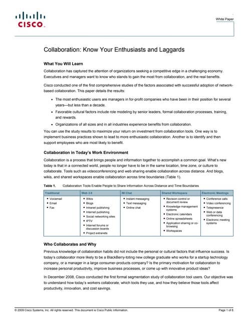 Collaboration: Know Your Enthusiasts and Laggards