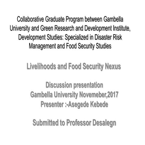 Collaborative graduate program between gambella university and green