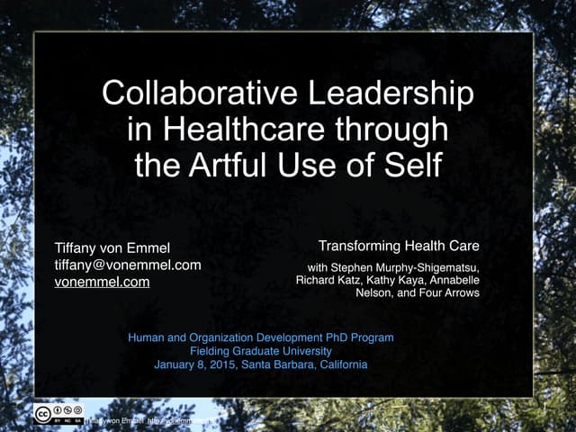 Collaborative leadership in healthcare through the artful use of self