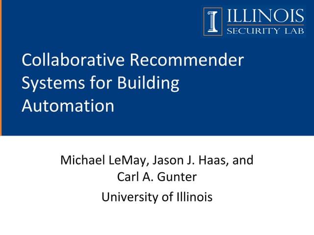 Collaborative recommender systems for building automation