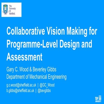 Collaborative Vision Making for Programme-Level Design and Assessment
