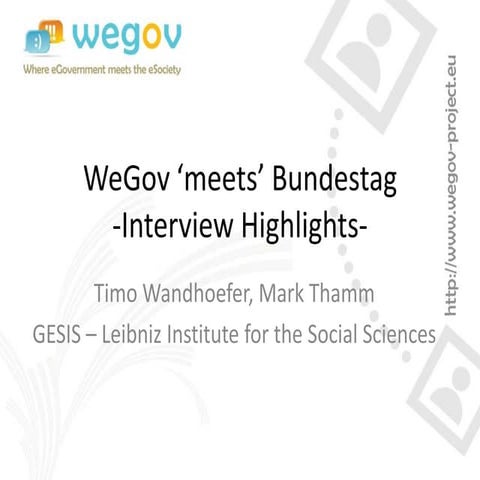 WeGov 'meets' Bundestag - Interview Highlights of the initial Toolbox