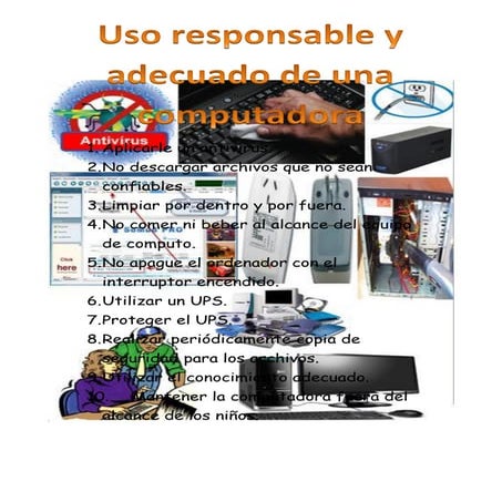 Uso responsable y adecuado de las partes de una computadora personal | PDF