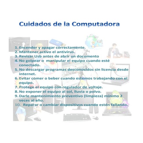 Uso responsable y adecuado de las partes de una computadora personal | PDF