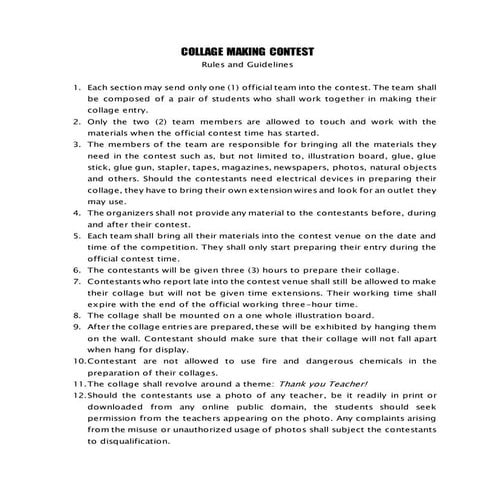 Collage making contest | DOCX