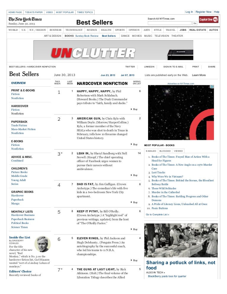 New York Times Hardcover Nonfiction